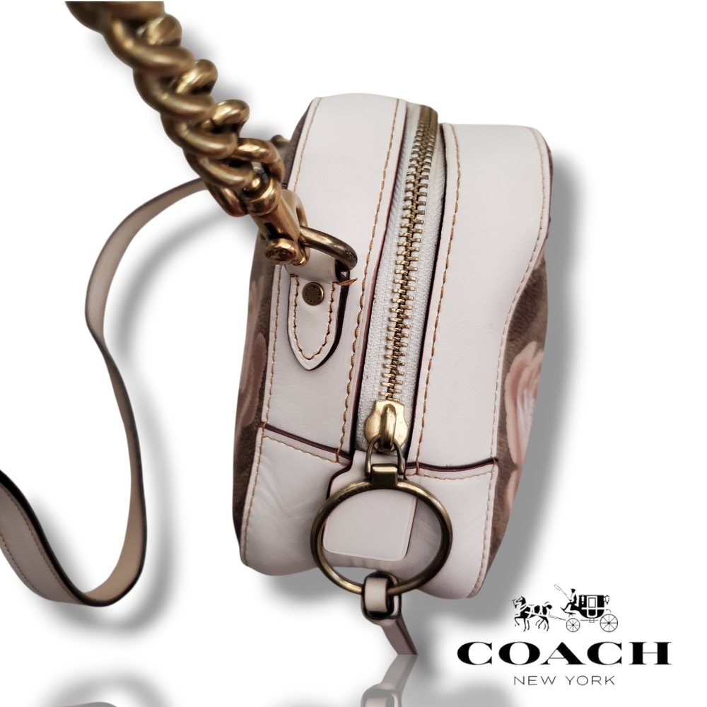 Coach 31695 Rose Print Coated Canvas Crossbody Camera Bag with Leather Tassel - Picture 6 of 17